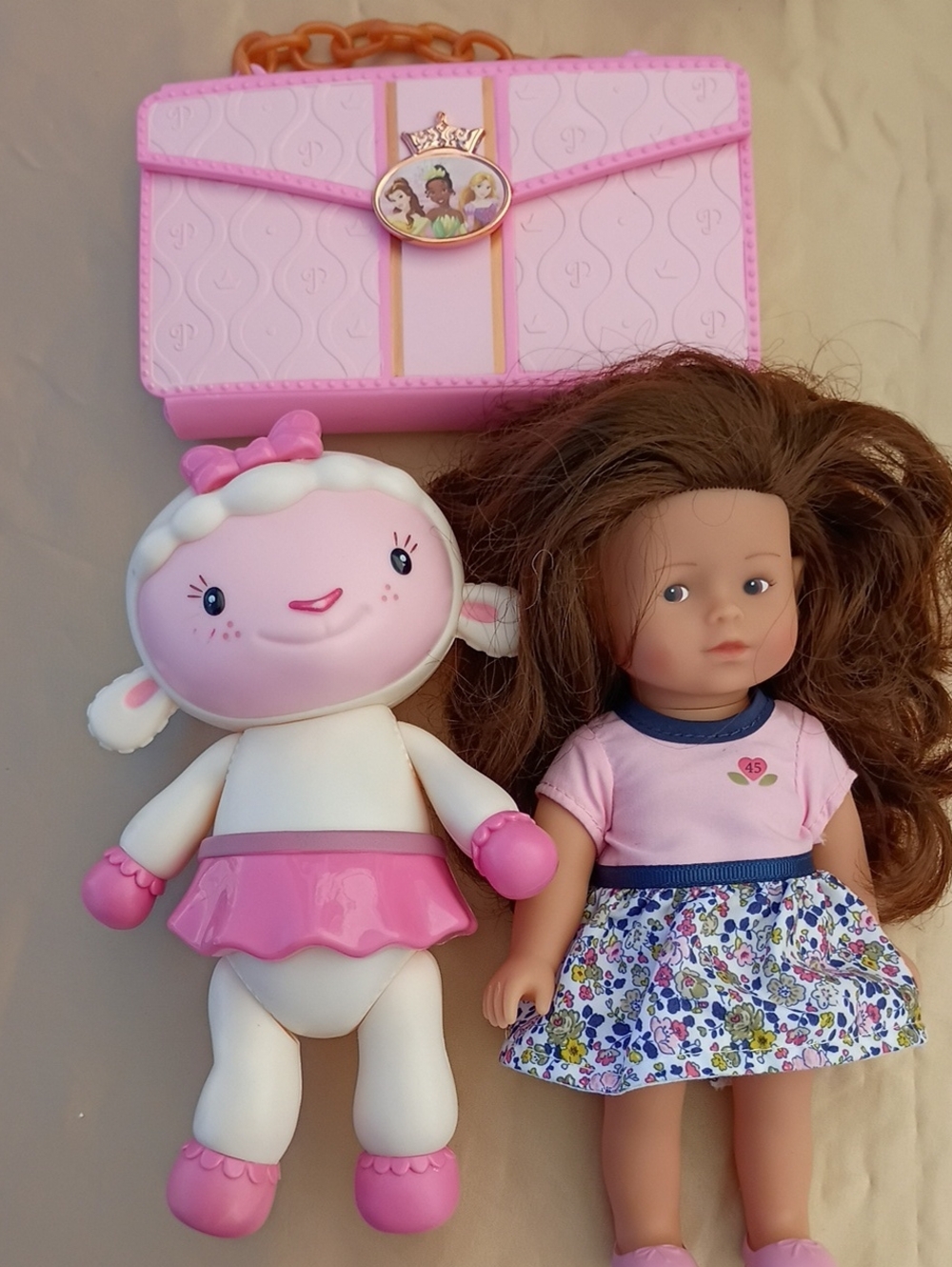 Disney Pink Lamb Plush & Brown-Haired Doll Playset
